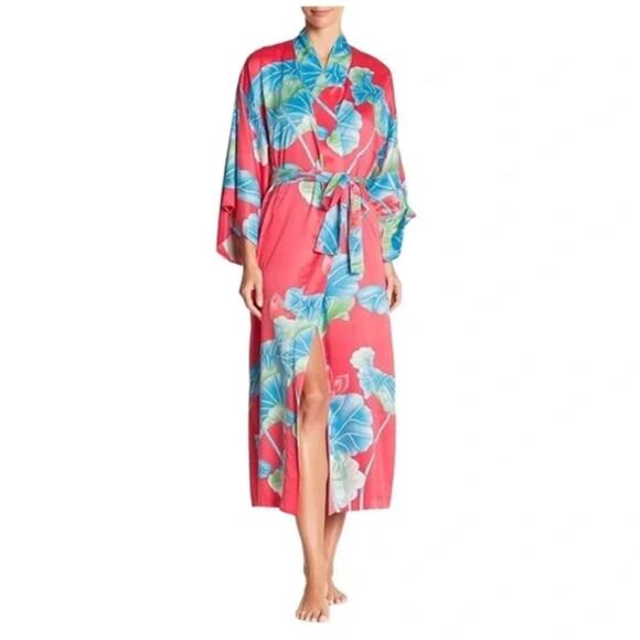 NATORI PRIVATE LUXURIES Liam Kimono Sleeve Long Robe Size L NWT Multicolored - Picture 1 of 8